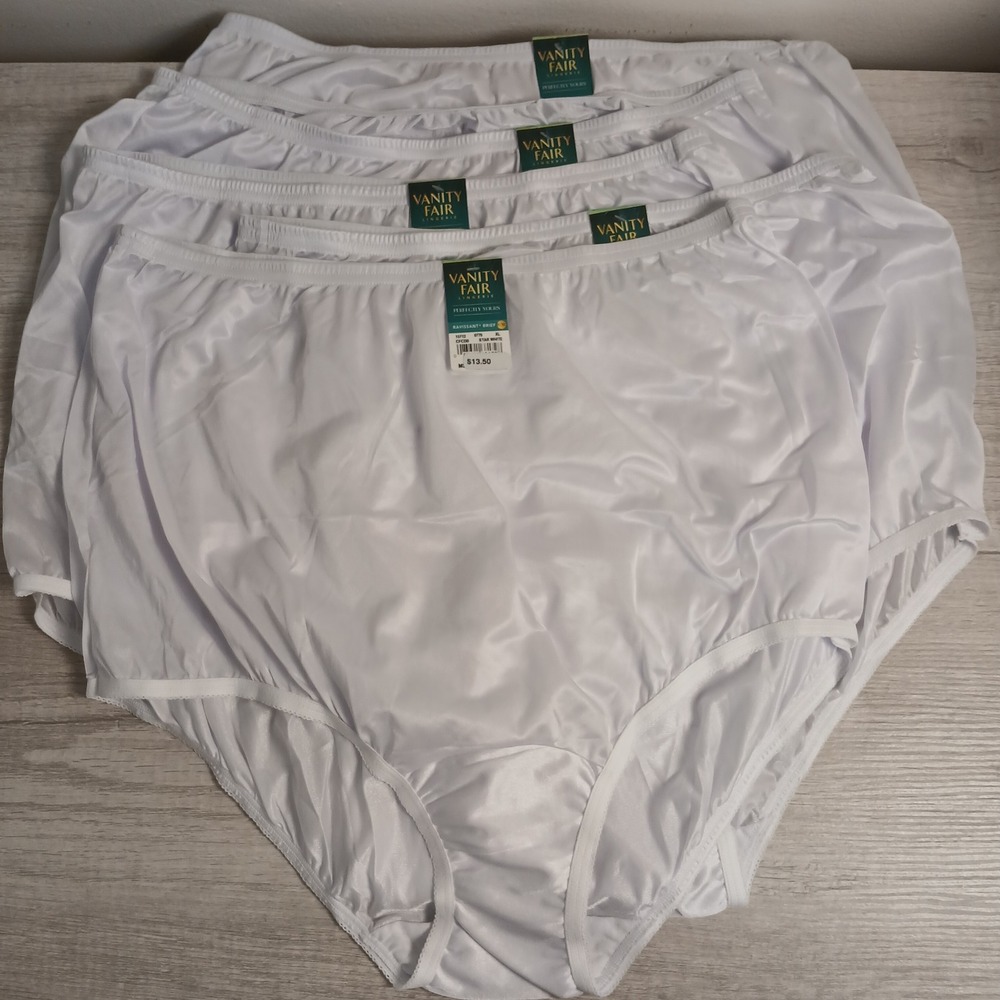 Vanity Fair 5 Pack Ravissant Nylon Briefs Star White Womens Size 8 XL NWT